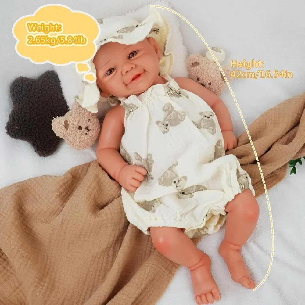 🆕16.9in Full Silicone Reborn wheaten  Baby Girl Dolls Lifelike Weighted Doll